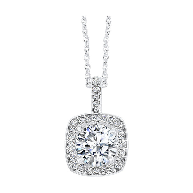 Sterling Silver Pendant With Round Cz In The Center And 33 Round Czs S