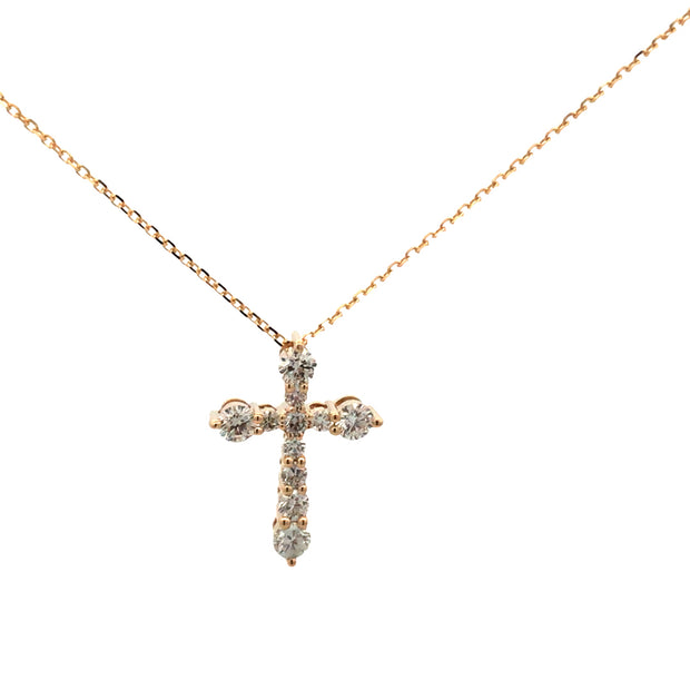 14kt Yellow Gold Cross With 12 Round Diamonds .50tdw
