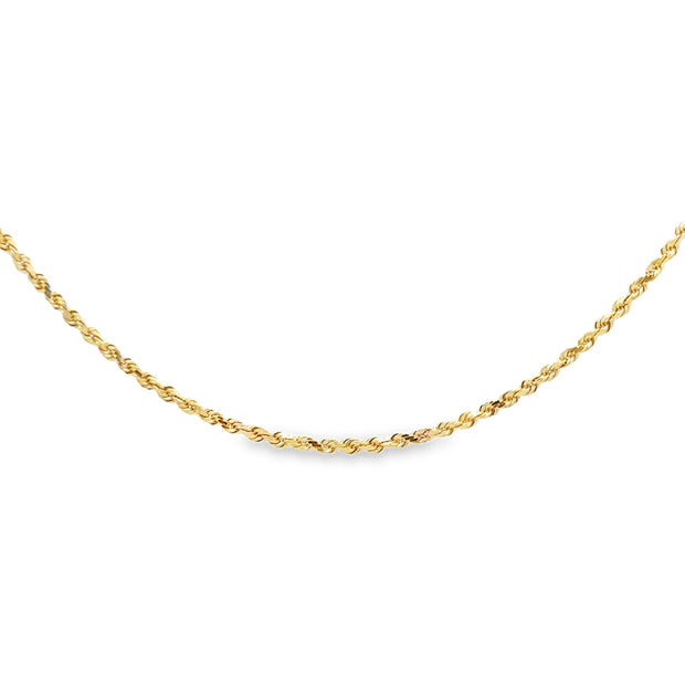 Vintage 14Kt Yellow Gold 1.5Mm Wide Diamond Cut Rope Chain 20 Inches L