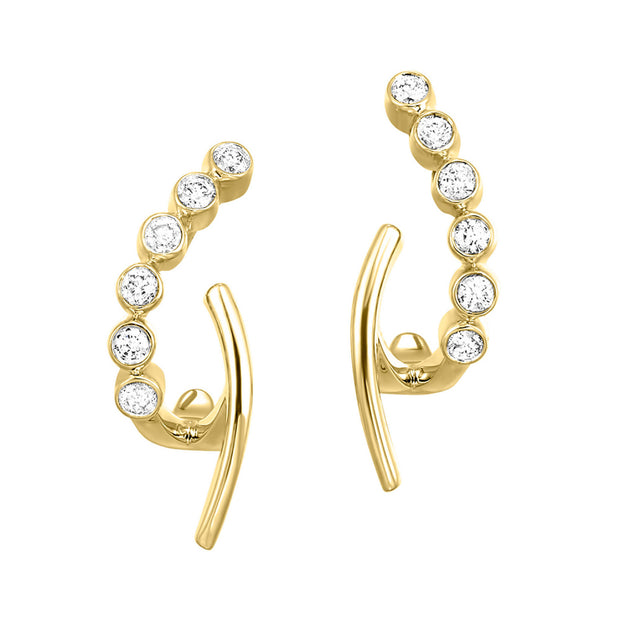 10Kt Yellow Gold Diamond Earrings With 12 Diamonds 15Ctw
