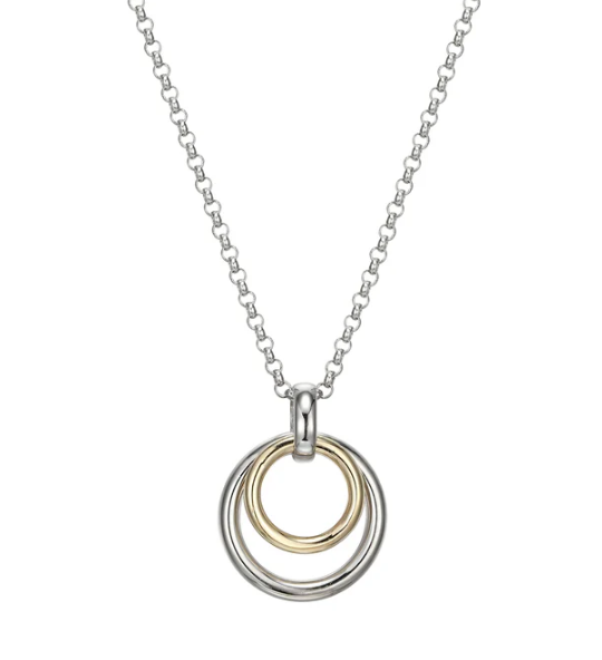 Sterling Silver ELLE "Simpatico" Rhodium and Gold Plated Double Circle