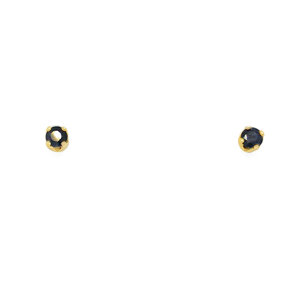 Vintage 14Kt Yellow Gold 2.75Mm Round Sapphire Stud Earrings Weighing