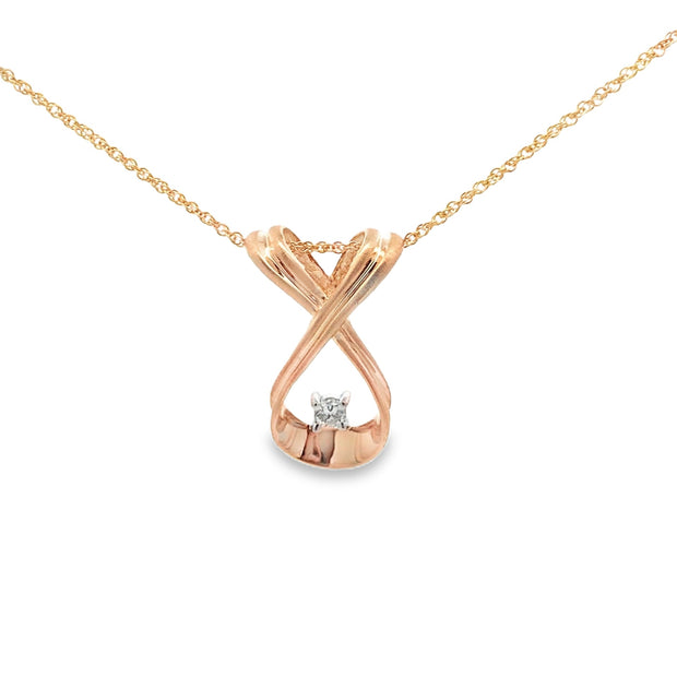 Vintage 14Kt Yellow Gold Necklace 18 Inches Long ; Pendant Set With On