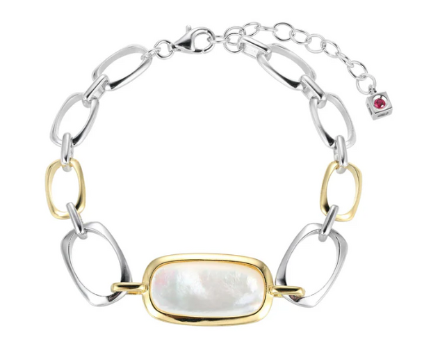 Sterling Silver ELLE "Allure" Rhodium and Yellow Gold Plated Mop Brace