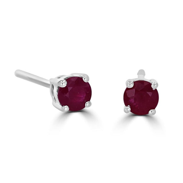 14kt White Gold 3.5mm Ruby Stud Earrings .43ct