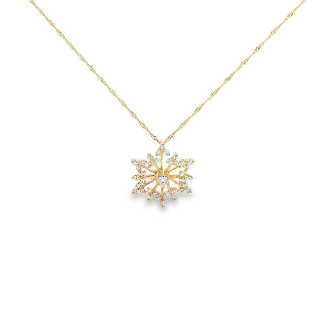 Vintage 14Kt Yellow Gold 18 Inch Long Box Chain With A Snowflake Penda