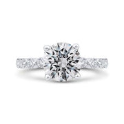 14K White Gold Round Cut Diamond Engagement Ring Mounting With 33 Diam