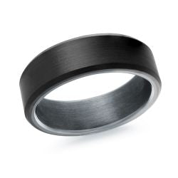Black Tantalum and  Carbon Fiber  Ring With Satin Finish 7mm Size 10