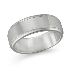 White Tungsten Band 8mm WIth Brushed Finish Center Size 10.5