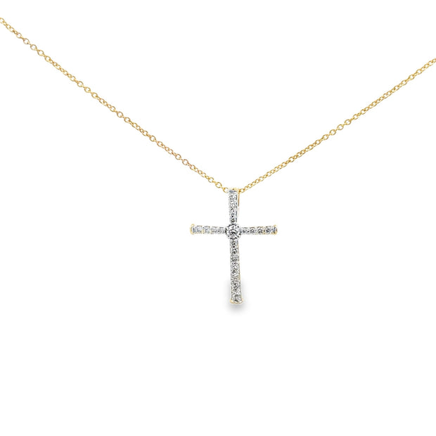 10k Yellow Gold Natural Diamond Cross Pendant With 20 Diamonds At 0.20