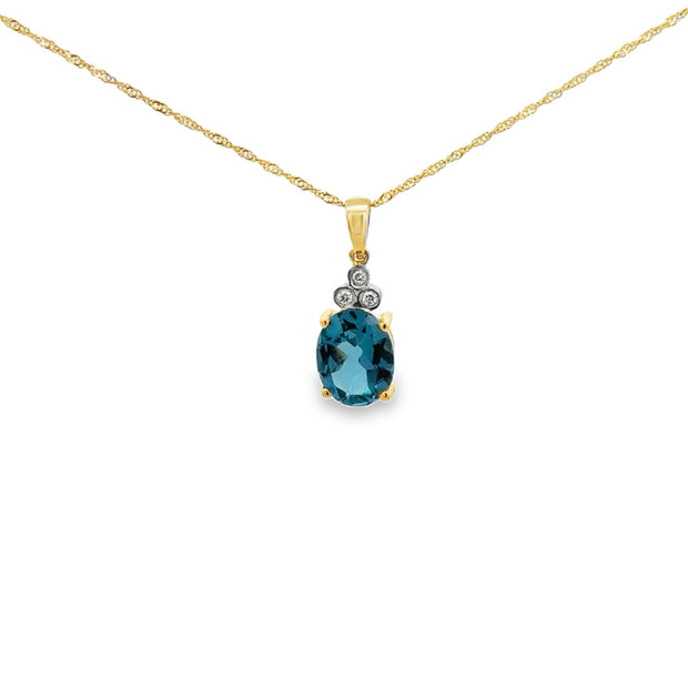 Lady's Yellow 14 Karat Topaz Pendant Length 18 With One = 2.12Ct Oval