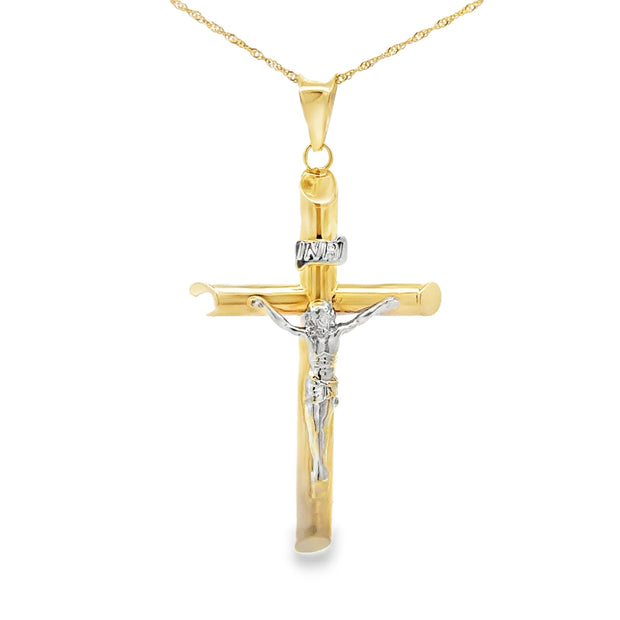 Vintage 14Kt Yellow Gold Cross Necklace 20" Lon Singapore Chain, Neckl