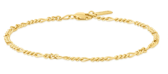Sterling Silver Yellow Gold Plated Curb Chain Bracelet