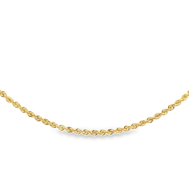 Vintage 14Kt Yellow Gold 2Mm Wide 16 Inch Long Solid Rope Chain Weighi