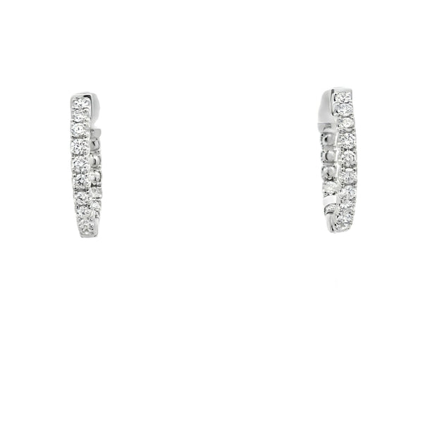 Lady's White 14 Karat Diamond Prong Set Hoop Earrings With 20 = 1.00Tw