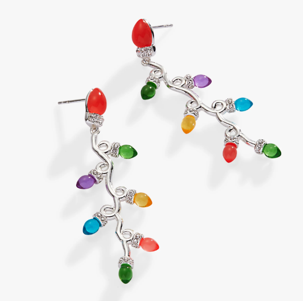 Christmas Light Bulb Sterling Silver Earrings