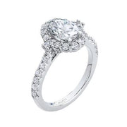 14K White Gold Oval Diamond Halo Engagement Ring Mounting With 41 Diam
