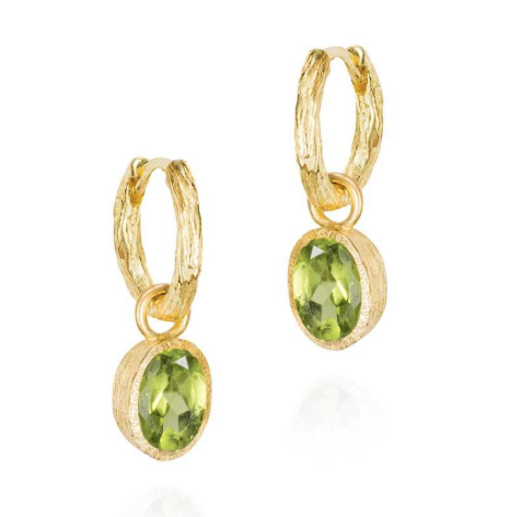 Jorge Revilla Sterling Silver Oval Peridot Hinged Hoop Earrings From T