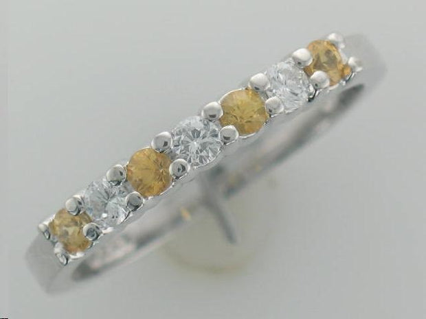 14kt White Gold Band With 4 Genuine Yellow Sapphire = .28ct, 'AA'  3 Round Diamonds = .15ct tw, I1 HI; .43ct tgwRetail 899