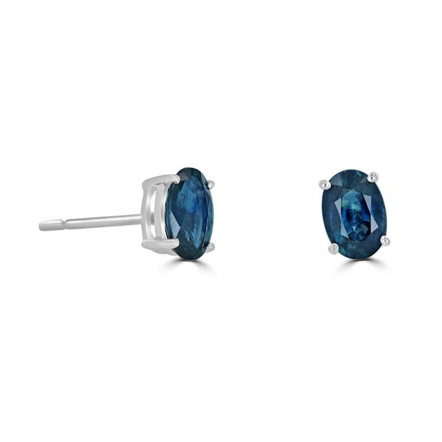 14kt White Gold Earrings With Oval Blue Sapphires 1.07ct