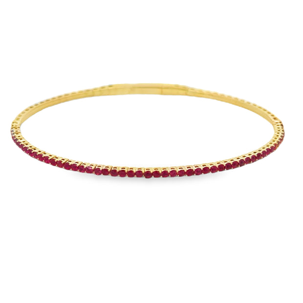 Lady's Yellow 14 Karat Ruby Flexy Bangle Bracelet With 54 = 1.12Tw Rou