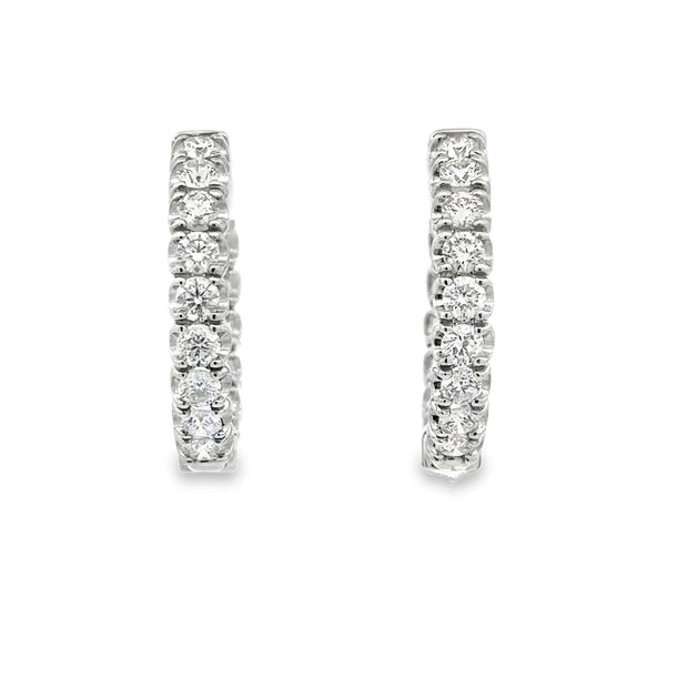 Lady's White 14 Karat Diamond Hoop Earrings With 24 = 2.00Tw Round G/H