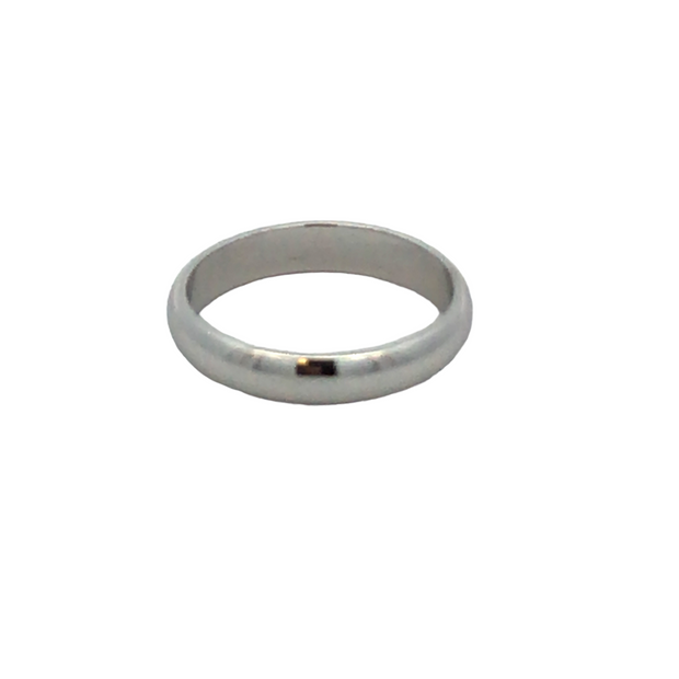 14 Karat White Gold 3.5mm Wide Band Finger Size 4.50 With Bright Polish And Rhodium Finish And Ring Weighs 2.4 Grams.RETAIL 469  ESTATE 239