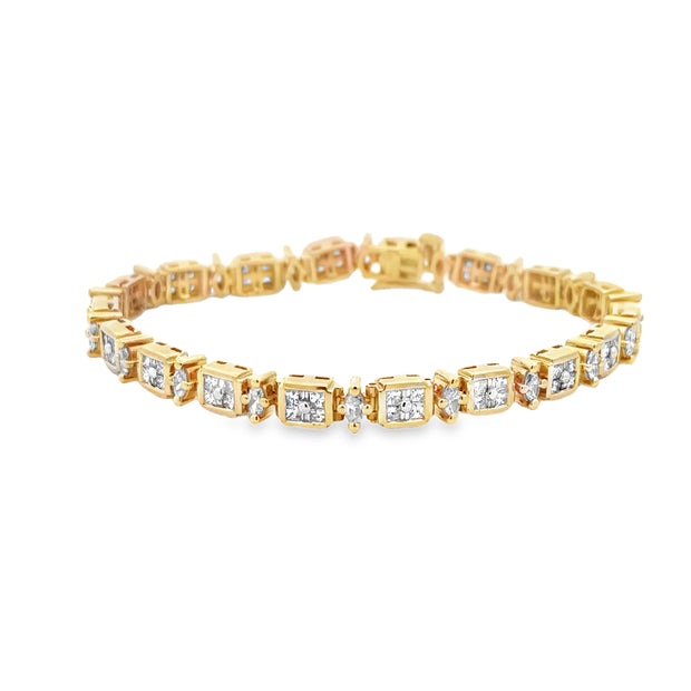 14Kt Yellow Gold Bracelet Weighing 18.3 Grams And Containing 126 Diamo