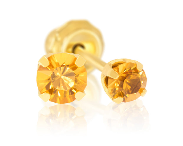 14k Yellow Gold  November Topaz Piercing Earrings