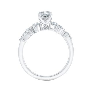 14K White Gold Round Cut Diamond Engagement Ring Mounting With 21 Diam