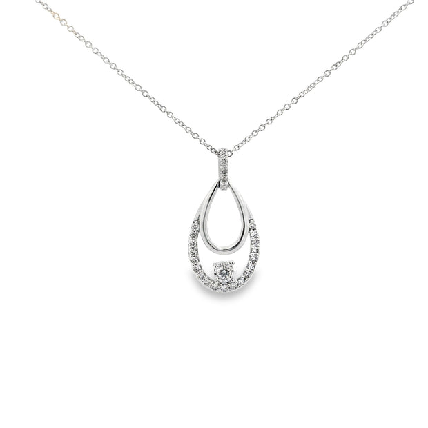 10k White Gold Natural Diamond Pendant With 25 Diamonds At 0.25 tdw