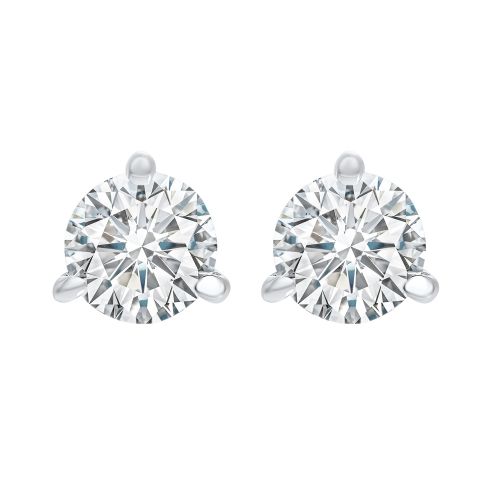 14Kt White Gold Stud Earrings With 2 Diamonds Weighing .25Ct Tdw, GH SI2