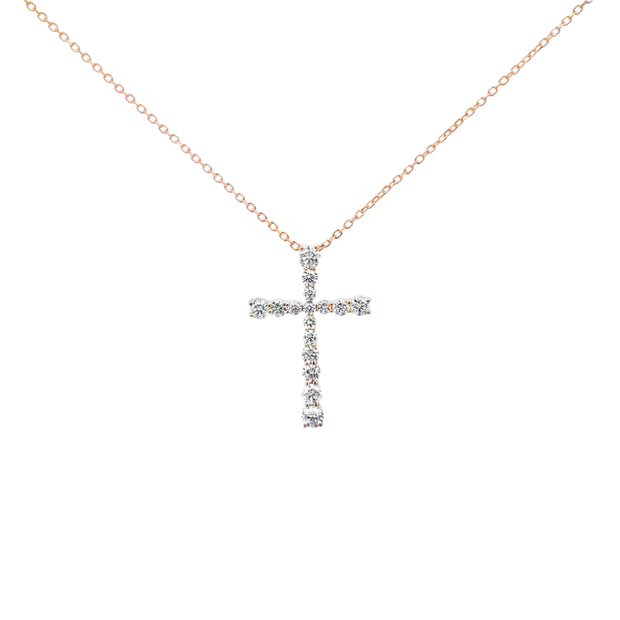 14kt Yellow Gold Cross With 16 Round Diamonds .50tdw H I2