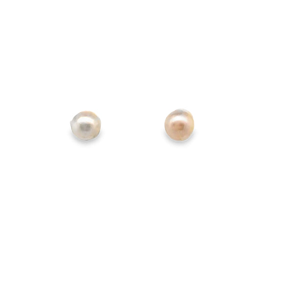Vintage 14Kt Yellow Gold Earrings With 2 5.5Mm 1/2 Drilled Akoya Pearl