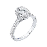 Oval Diamond Halo Engagement Ring In 14K White Gold Mounting With 41 D
