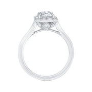 Emerald Cut Diamond Engagement Ring With Round Shank In 14K White Gold