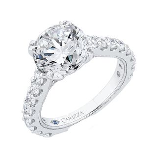 14kt WG Engagement Ring Set with Round Cz Center and 16 RBC Diamonds down shoulders  18 RBC Diamond under Head GH VS1 CZ Center Size 6.5goes with 110-1375