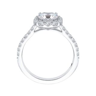 Round Diamond Halo Engagement Ring In 14K White Gold Mounting With 27