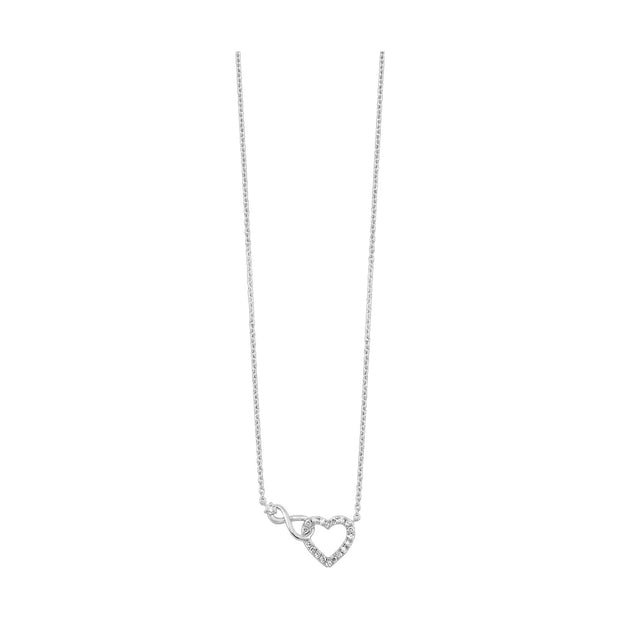Sterling Silver Heart/Infinity Necklace With 20 Round Diamonds .13tdw