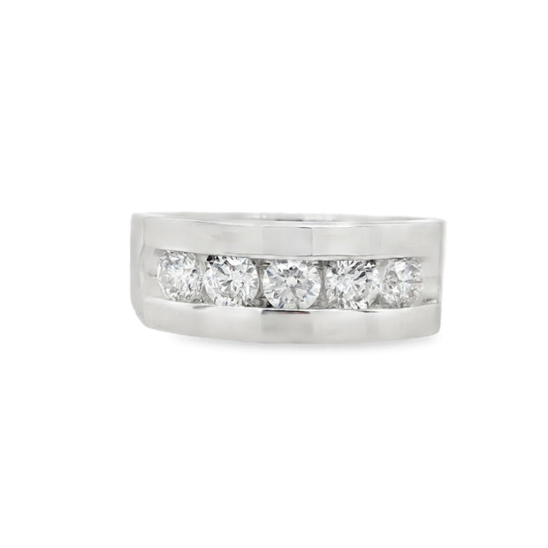 14kt White Gold Ring With 5 Channel Set Diamonds 1.00tdw H/I SI2