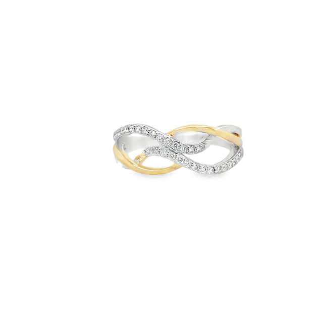 14kt White/Yellow Gold Fashion Ring With 30 Round Diamonds .20tdw