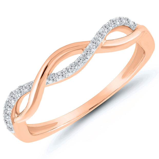10K Rose Gold Diamond Fashion Ring With 20 Round Diamonds .10Ct Tdw I1 HI, Size 7