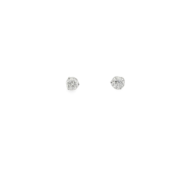 Vintage 18Kt White Gold Martini Studs Set With Two Round Brilliant Cut