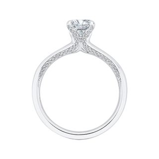 14K White Gold Round Diamond Halo Engagement Ring Mounting With 61 Dia