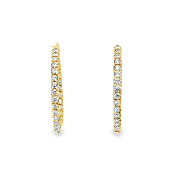 Lady's Yellow 14 Karat Diamond Inside Out Hoop Earrings With 44 = 1.00