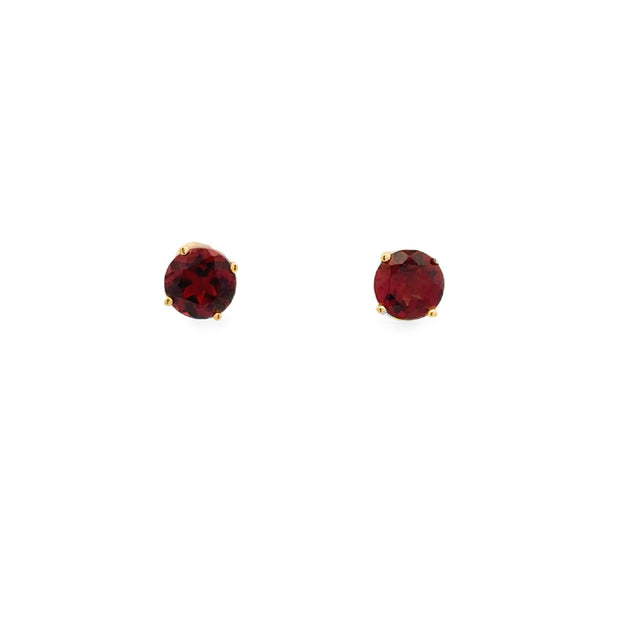 Lady's Yellow 14 Karat Garnet Earrings With 2 = 2.01Tw Round Garnets