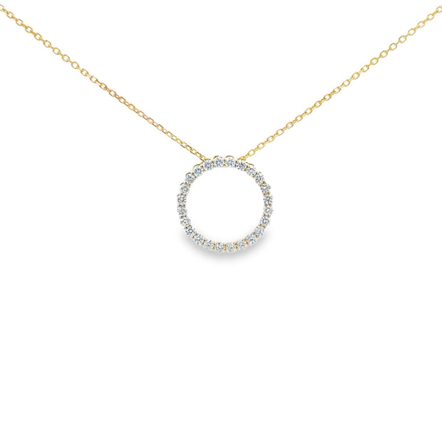 Lady's Yellow 14 Karat Diamond Circle Pendant Length 18 With 24 = 0.33