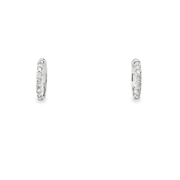 Lady's White 14 Karat Diamond Hoop Earrings With 16 = 0.50Tw Round G/H