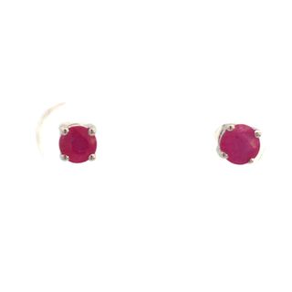 Sterling Silver Birthstone Ruby Earrings .62tw