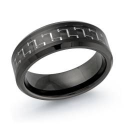 Black Tungsten Band 8mm With Black Carbon Fiber Center Size 10